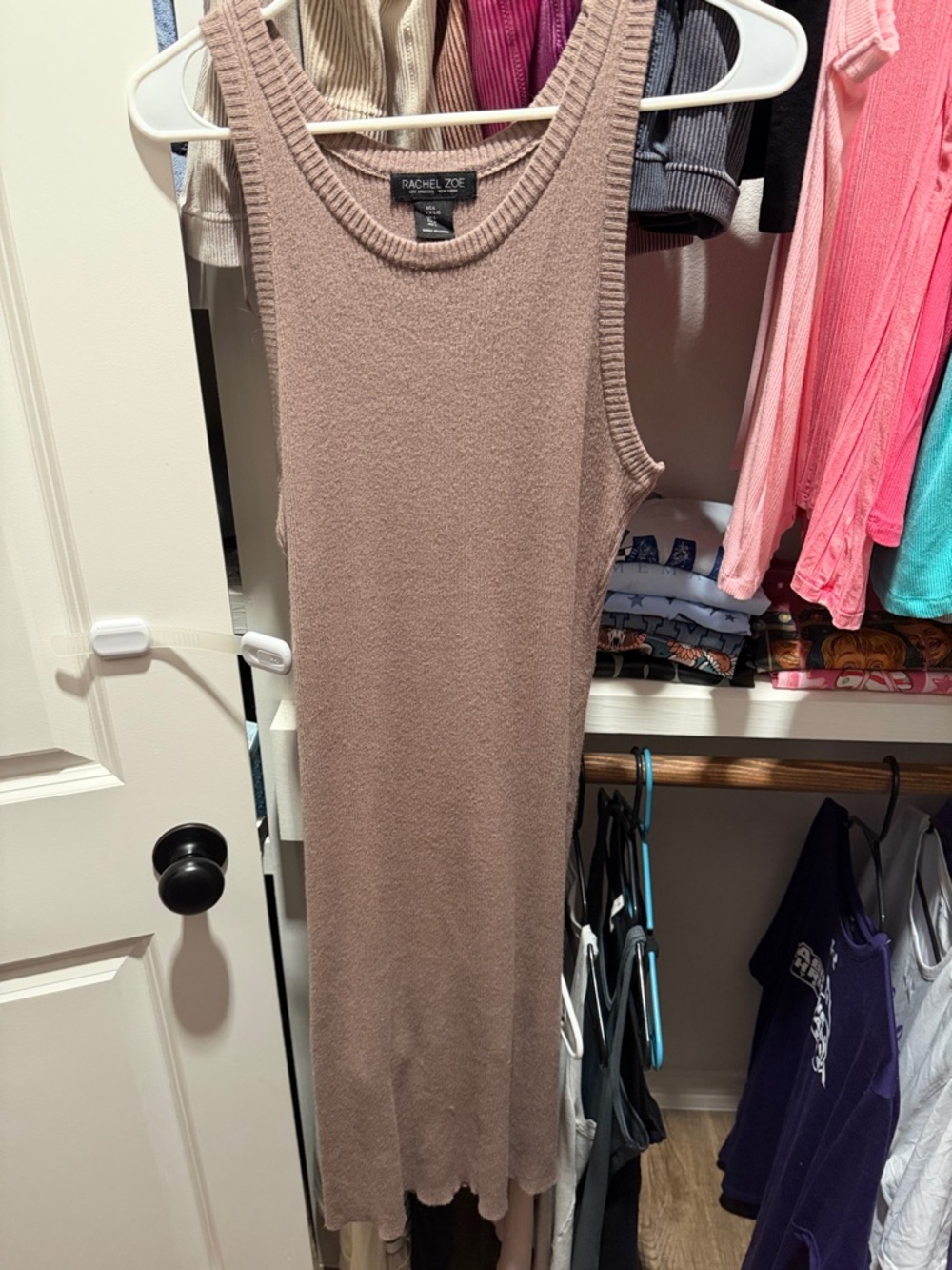 Rachel Zoe Dusty Mauve Ribbed Knit Tank Dress